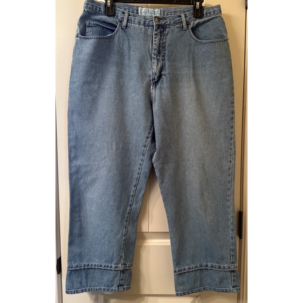 Vintage 90s L.A. Blues High Waisted Mom Jeans Size 14 100% Cotton Cropped 32x24
